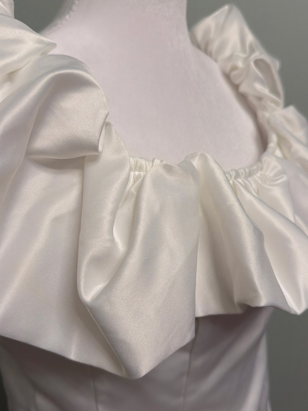 SHEIN White Ruffled Satin Off-Shoulder Top